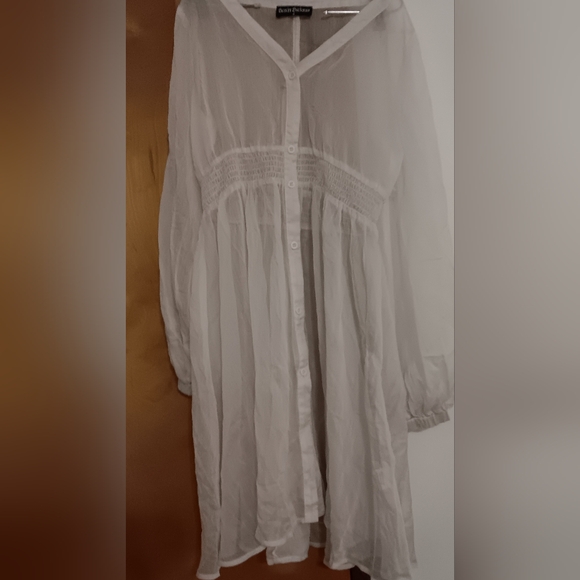 Sheer Button Down Dress Small π EUC - Picture 3 of 5